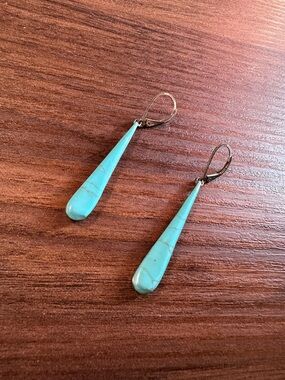 .925 Sterling Silver Turquoise Teardrop Earrings
